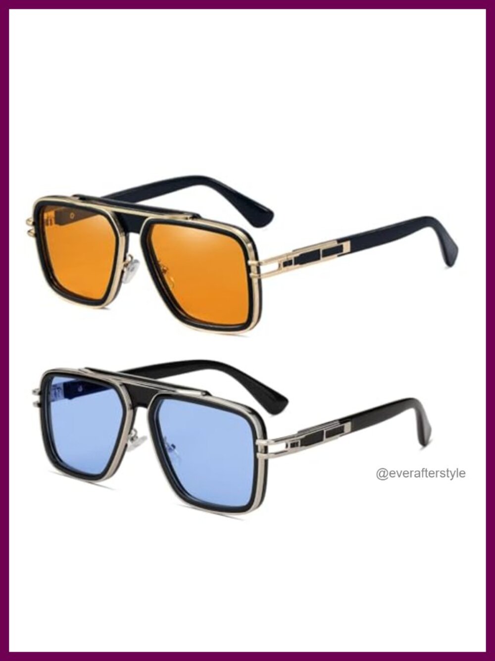 Retro Rectangular UV400 Sunglasses Full Frame Polycarbonate Unisex